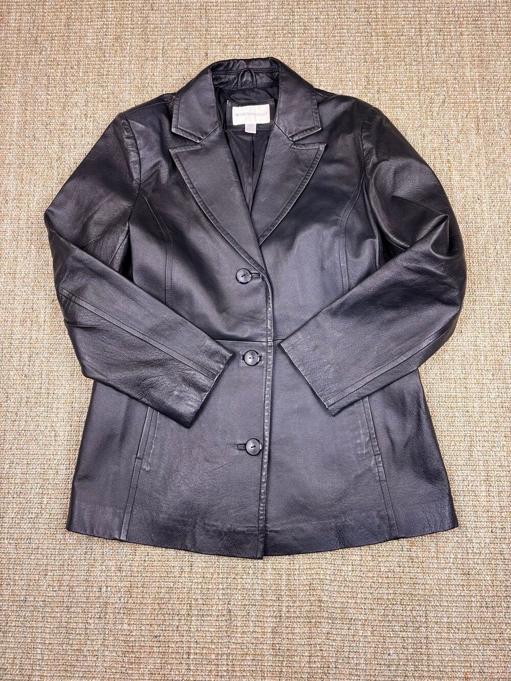 🖤 Worthington Genuine Leather Blazer Jacket | Size L | Black